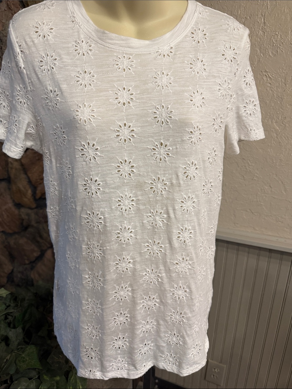 Classic White Eyelet Short Sleeve Tee